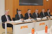 The Executive Board of the STIHL Group at the press conference 2013 from left to right: Wolfgang Zahn, Karl Angler, Norbert Pick, Dr. Bertram Kandziora, Dr. Michael Prochaska, Dr. Stefan Caspari (press spokesman).