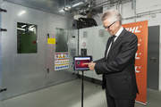By pushing the red button STIHL CEO Dr. Bertram Kandziora puts the new heat and power station at the STIHL production site in Waiblingen into opperation.