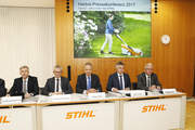 STIHL press conference 2017 the Executive Board from left to right: Dr. Michael Prochaska, Dr. Bertram Kandziora (Chairman of the Executive Board), Norbert Pick, Karl Angler and Wolfgang Zahn.