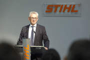 Chairman of STIHL's Executive Board, Dr Bertram Kandziora, at the press conference in Waiblingen.