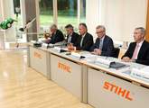 The Executive Board of the STIHL Group at the fall press conference 2015 from left to right: Wolfgang Zahn, Karl Angler, Norbert Pick, Dr. Bertram Kandziora (Chairman of the Executive Board), Dr. Michael Prochaska.