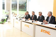 The Executive Board of the STIHL Group at the press conference 2014 from left to right: Wolfgang Zahn, Karl Angler, Norbert Pick, Dr. Bertram Kandziora (chairman), Dr. Michael Prochaska, Dr. Stefan Caspari (press spokesman).