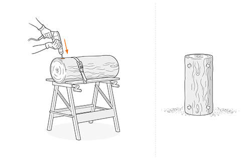 Illustration: The drill is used to drill holes for the reindeer's legs and neck