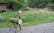 Wooden reindeer from logs