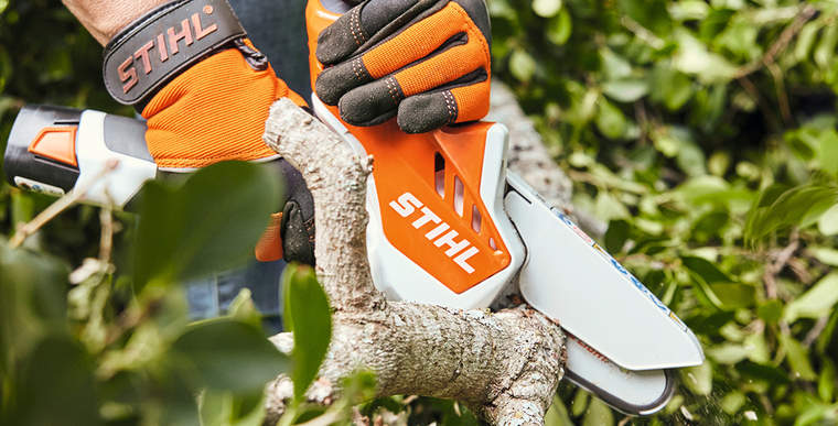 Hedge stems being cut with a STIHL GTA 26 cordless garden pruner